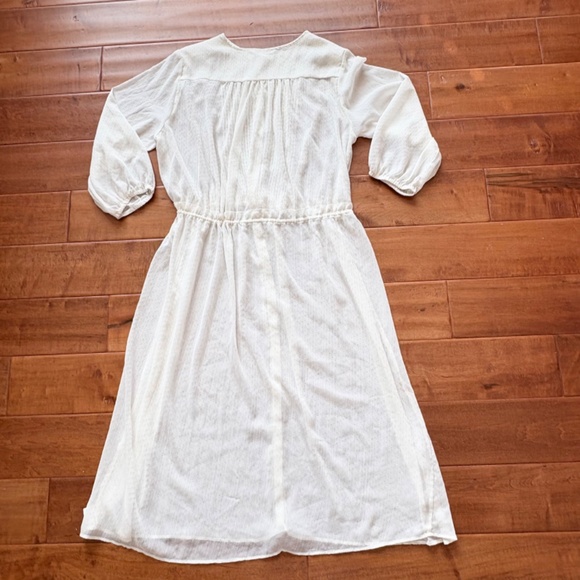 Uniqlo Button-Down Front Pintuck Midi Dress M Tie-Waist - Picture 9 of 15